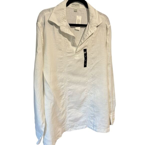 Banana Republic White 100% Linen Long Sleeve Shirt Tunic - Picture 4 of 13